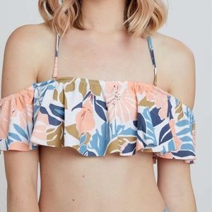 Altar’d State Floral Print Ruffle Swim Top‎